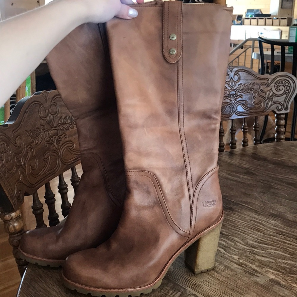Brown heeled UGG boots